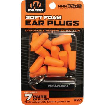 Walkers 7PR Foam Ear Plugs With Canister